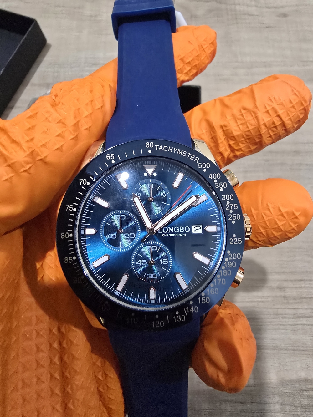 Men's Blue Chronograph Jacket Watch-Inspired Coat